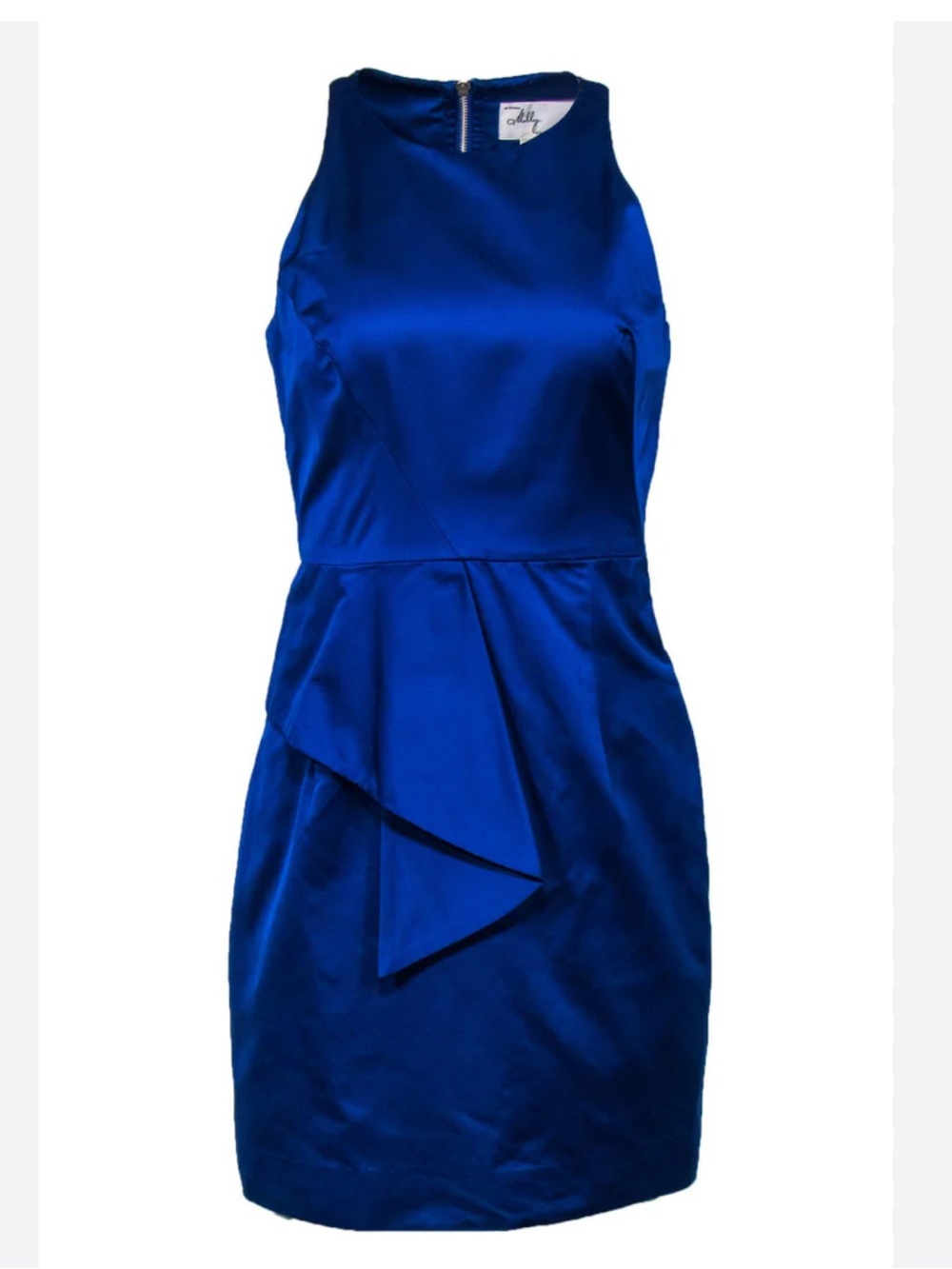 Milly of New York Royal Blue Sleeveless Sheath Dress 10 Asymmetrical Flounce